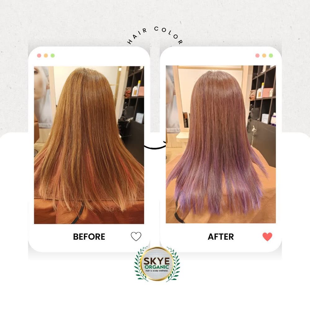 Hair before and after organic hair colour